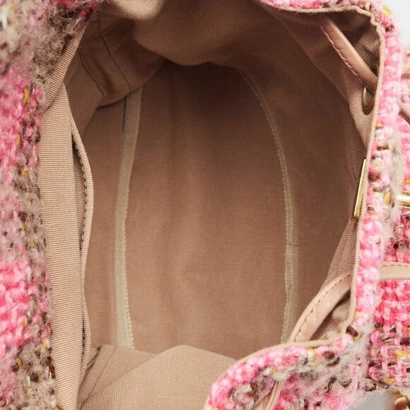 Chanel Pink/Brown Tweed Elegant Chain Backpack Bag - Picture 9 of 12